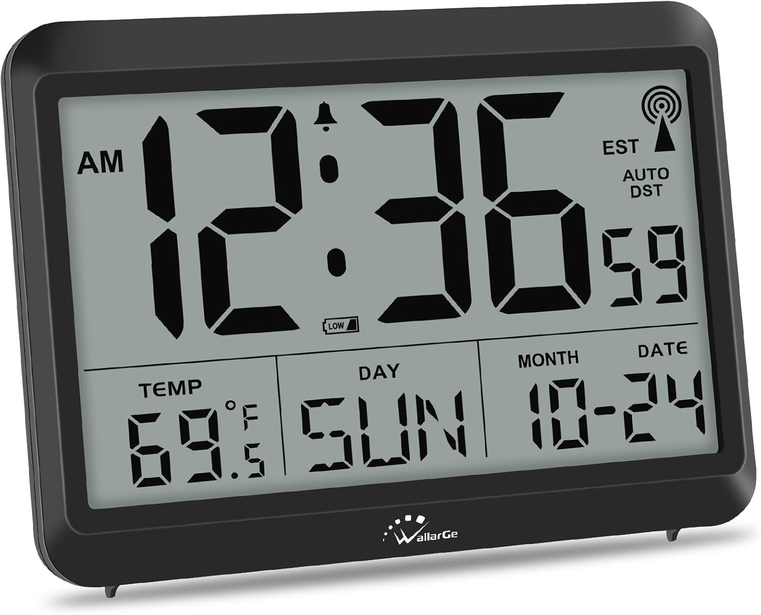 Atomic Digital Wall Clock Battery Operated, Self-Setting, Large Display with Tem gallery