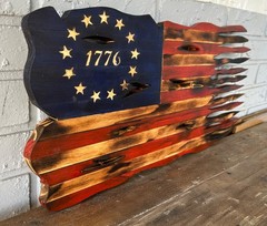 Rustic War Torn Rustic American Flag 11 x 22