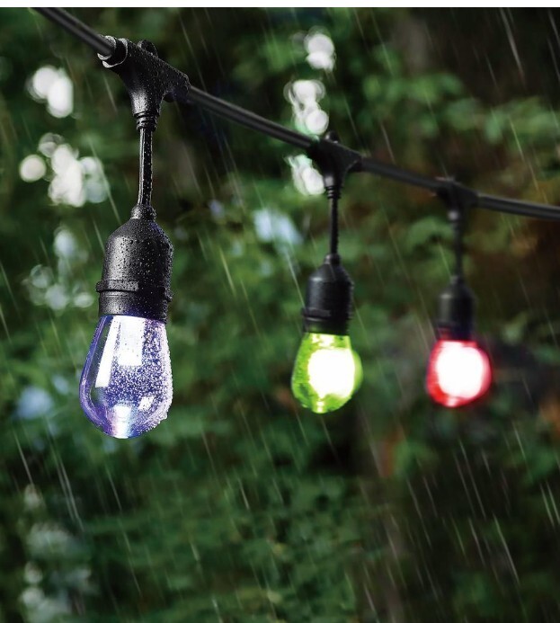 Zone 24' Outdoor String Lights 12 Sockets RGB Color Changing Warm White LED Bulb gallery