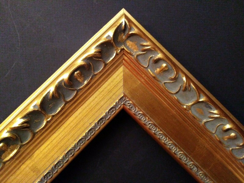 18' CLASSIC PICTURE FRAME MOLDING 3" WIDE ANGLED SCOOP GOLD LEAF ORNATE CARVING gallery