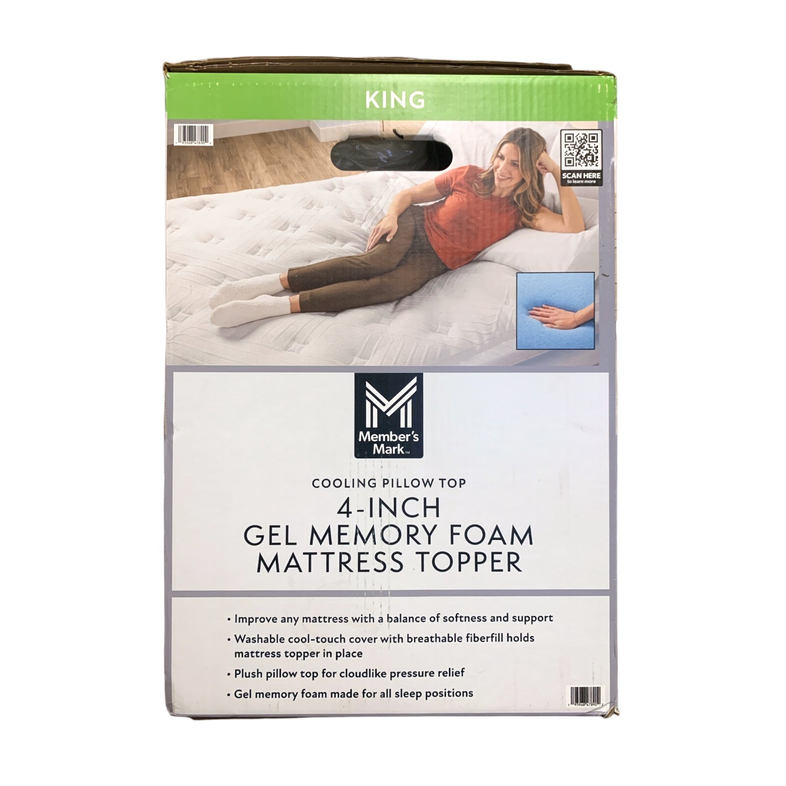 Member's Mark Cooling Pillow Top 4-Inch Gel Memory Foam Mattress Topper (King) gallery
