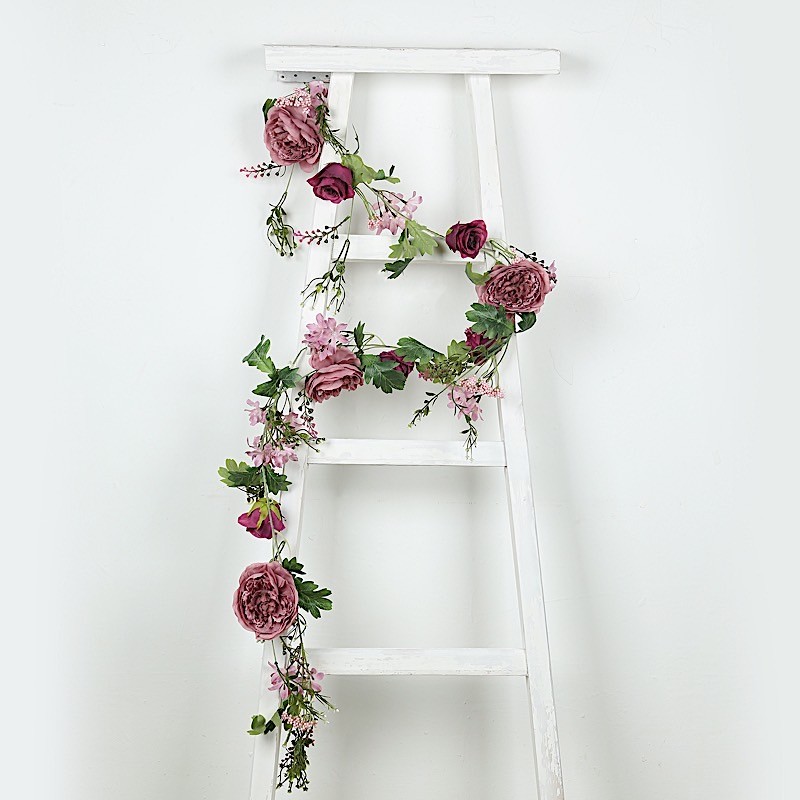 DUSTY ROSE 6 ft Artificial Rose Peony Flower Garland Wedding Party Decorations gallery