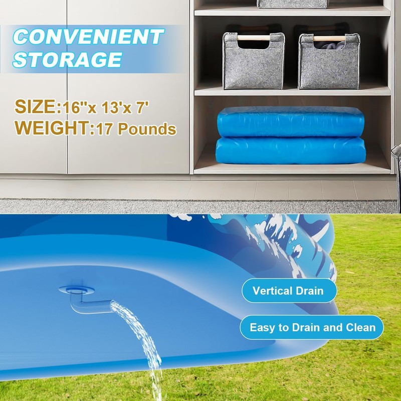 Best Large Inflatable Swimming Pool for Adults Kids - 130"x72"x22" Blow Up Pools gallery