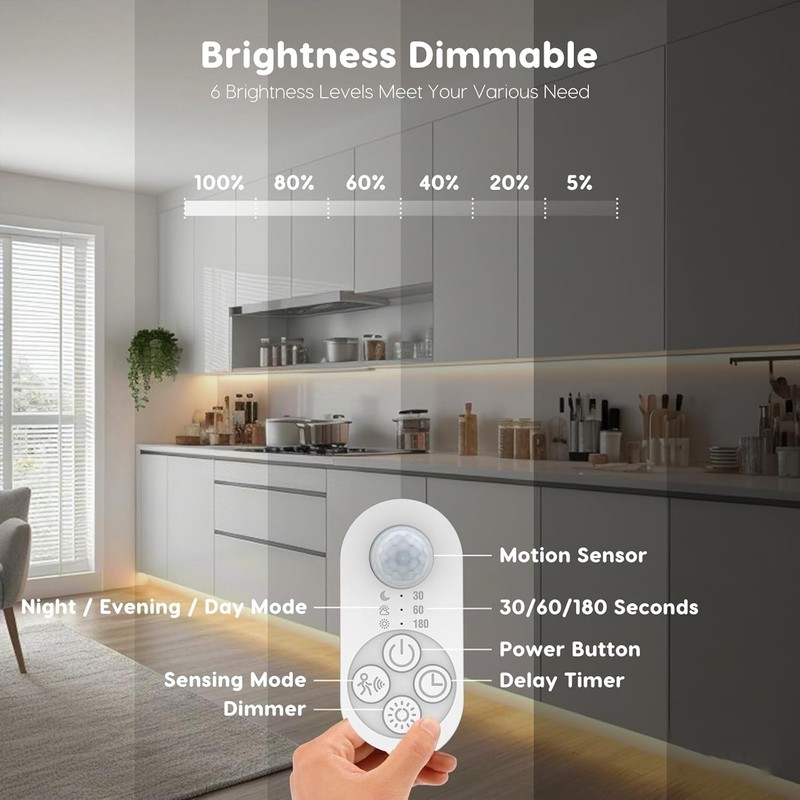 Dual Sensor Stair Light Strip, Double Motion Activated Sensor LED Strip Light... gallery