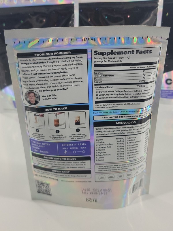 Everyday Dose Mushroom Coffee + Nootropics Focus Mild Roast / Lot of 4 / 7.4oz gallery