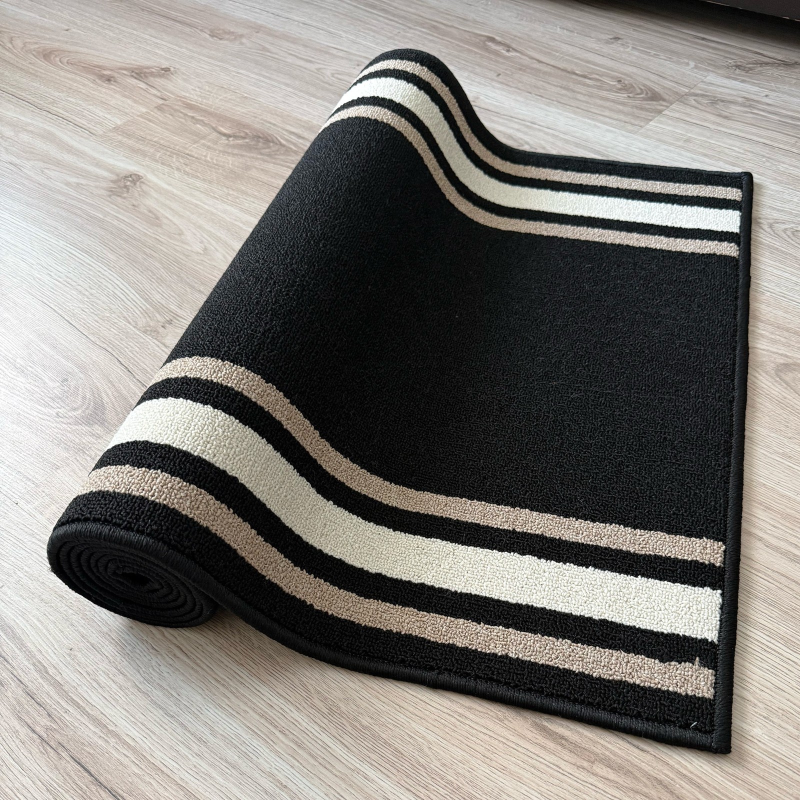 Custom Size Rubber Solid Bordered Design Black Non Slip Washable Runner Rug gallery