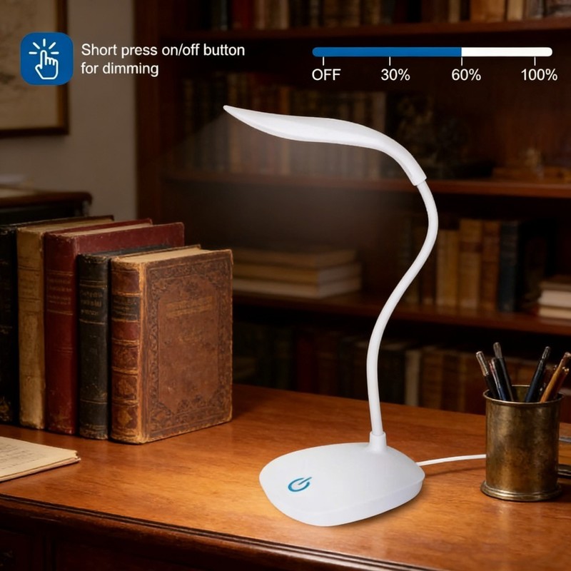 USB LED Desk Light Dimmable Bedside Reading Lamp Rechargeable Touch Control -&=# gallery
