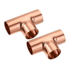 Tee Copper Fitting 3 Way Welding Joint 7/8 Inch ID, Pack of 2