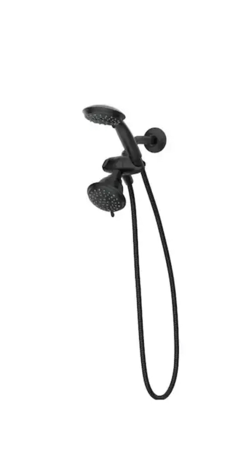 Attune 218C0BL 8-Spray Patterns 4 in. Wall Mount Dual Shower Head in Matte Black gallery
