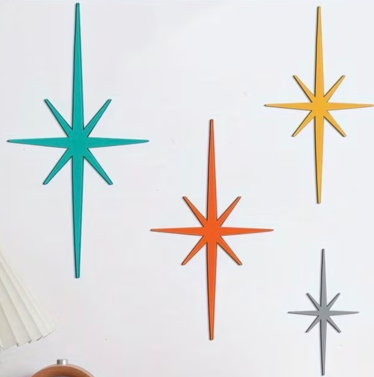 Metal Mid Century Modern Decor Retro Atomic Stars Wall Art-NEW 14” to 4” gallery