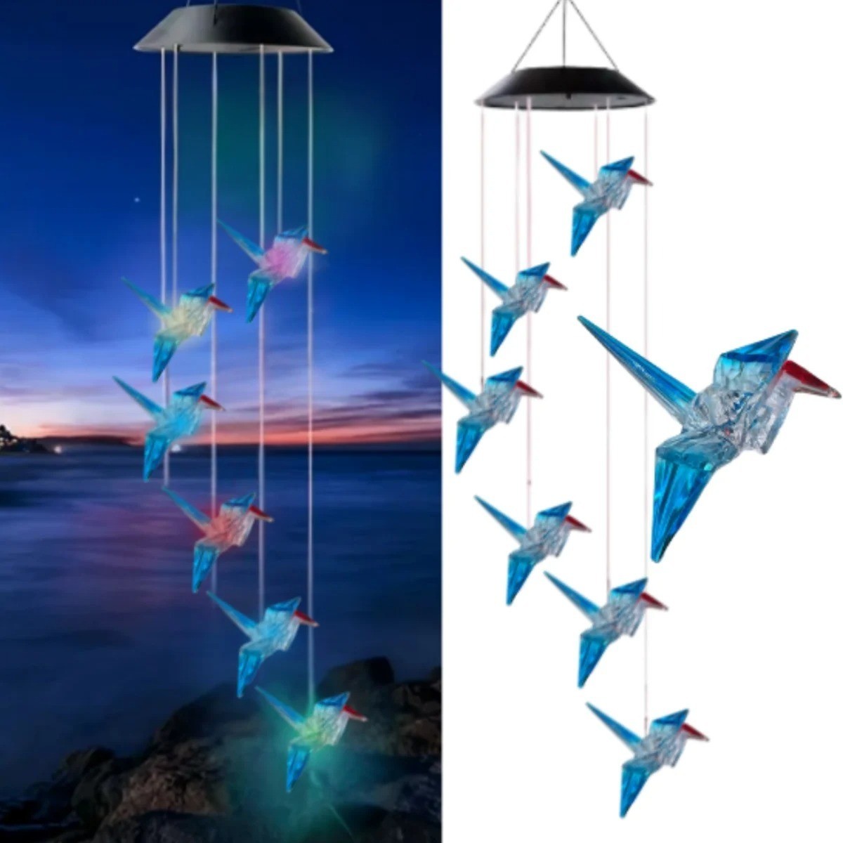 Solar Wind Chime LED Hanging Light Outdoor Garden Balcony Decor Waterproof Lamp gallery