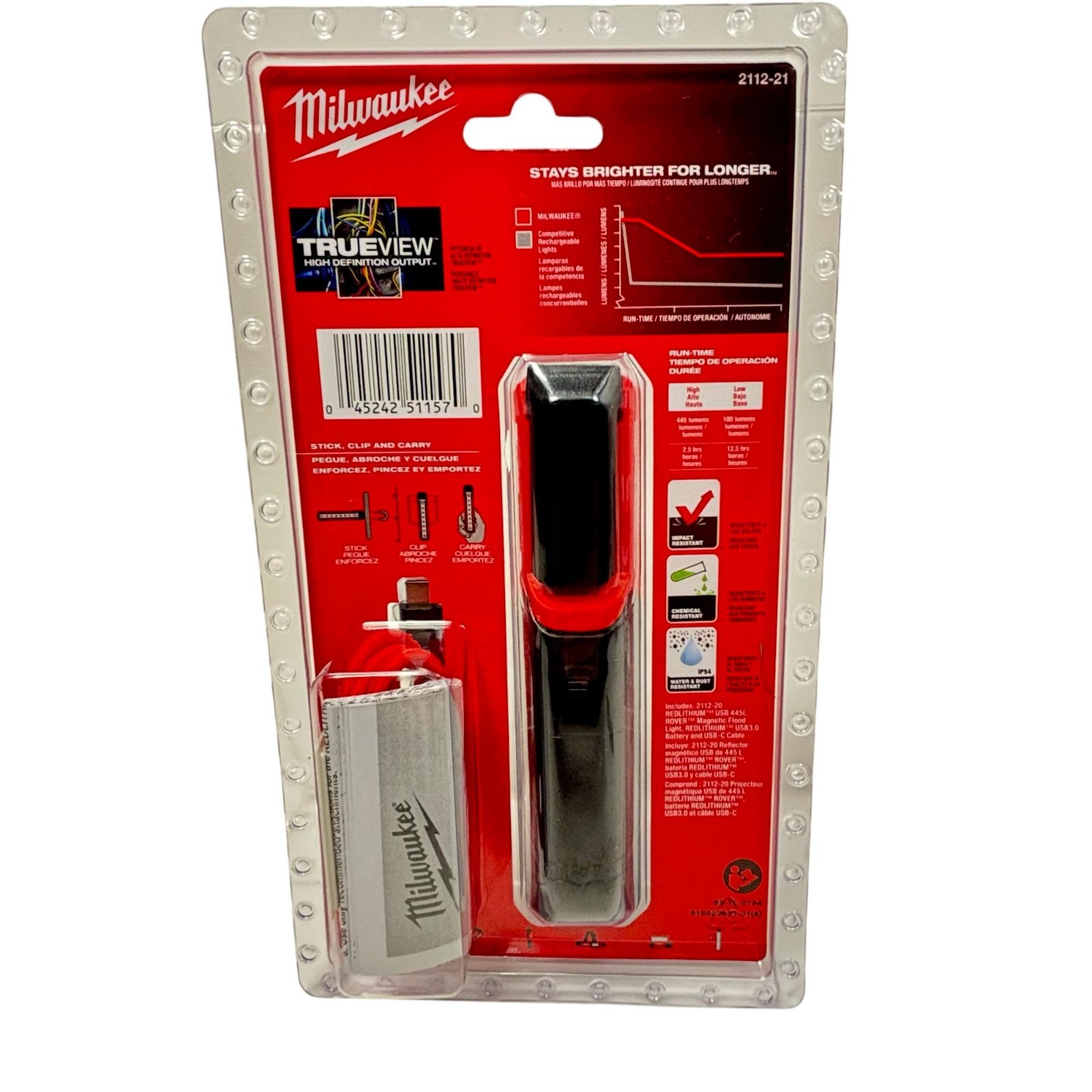Milwaukee 2112-21 Cordless REDLITHIUM USB ROVER Pocket Flood Light, 445 Lumens gallery