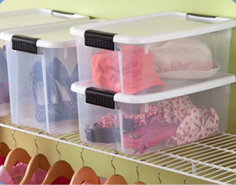 Sterilite 18 Qt Clear Plastic Stackable Storage Bin w/ White Latch Lid, (6 Pack) gallery