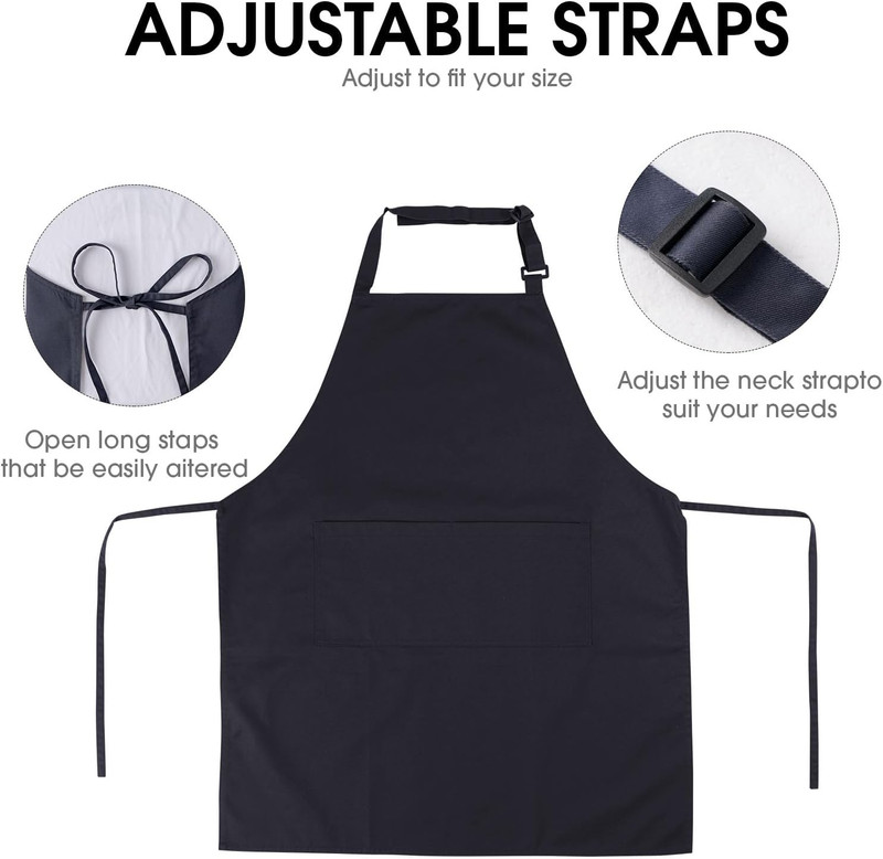 Adjustable Bib Apron with 2 Pockets for Men Women Chef Kitchen Cooking gallery