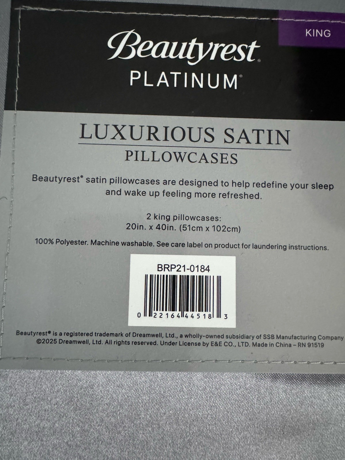 (2 Pack) Beautyrest King Luxurious Satin Silk Pillowcase Soft Bedding Pillow gallery