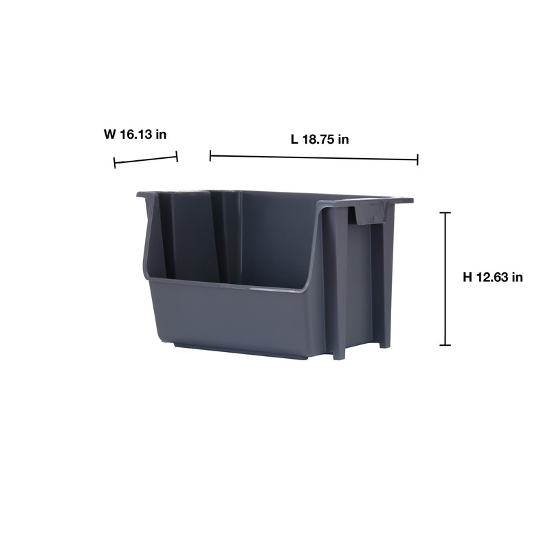 Large Nesting Stack Storage Bin, All, Plastic, Gray gallery