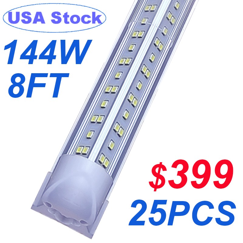 144W 8FT LED Tube Light Bulbs Integrate 8' 4 Row V Shaped LED Shop Light Fixture gallery