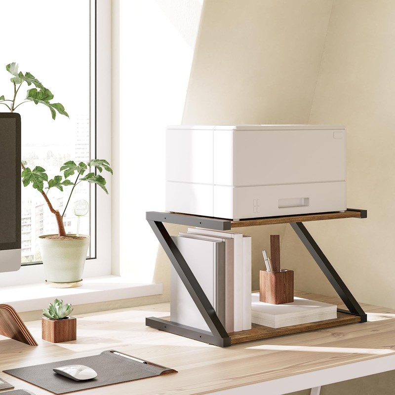 Desktop Printer Stand, 2-Tier Printer Table with Storage Shelf, Under Desk Pr... gallery