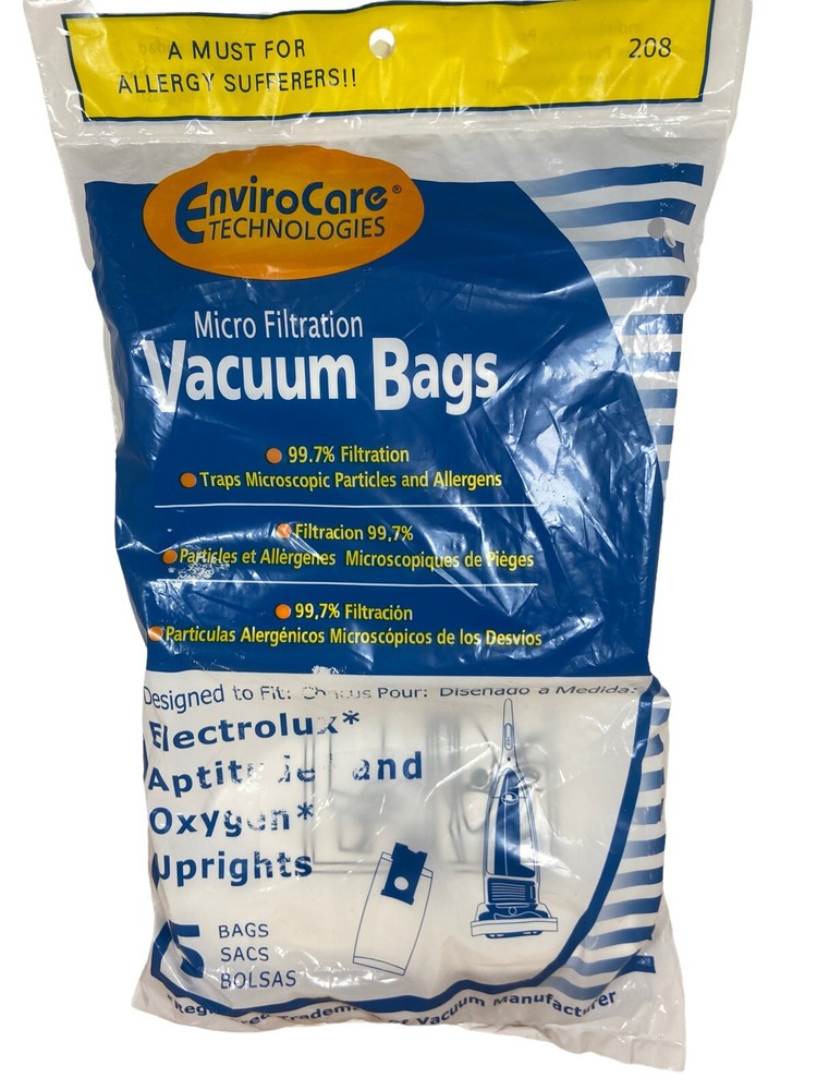 Enviro Care Technologies Micro Filtration Vacuum Bags Set of 5 Sealed #208