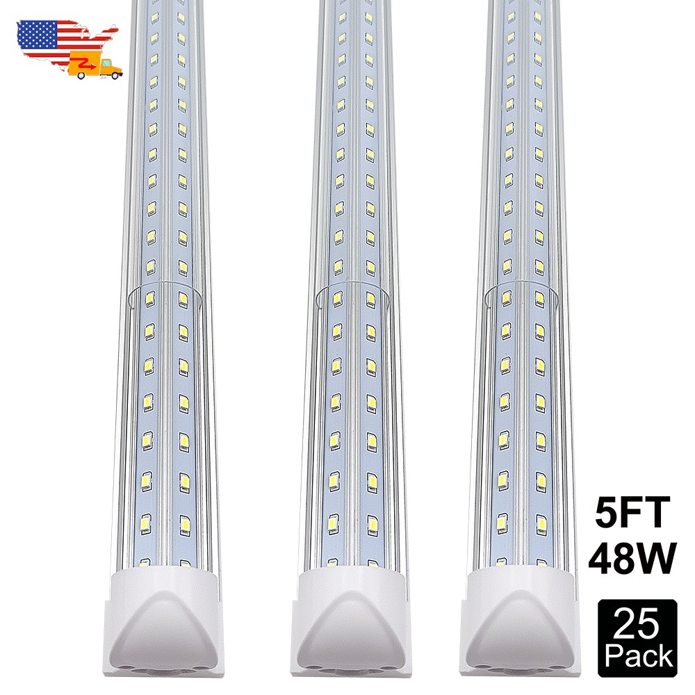 25 Pack 5FT T8 LED Tube Light Bulbs 48W 6500K 5' LED Shop Lights Garage Fixture gallery