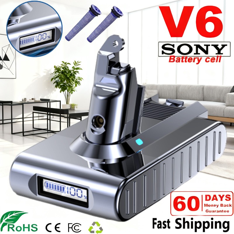 For Dyson V6 Battery DC58 V6 Trigger Extra DC59 SV09 SV03 Battery W LED Display gallery