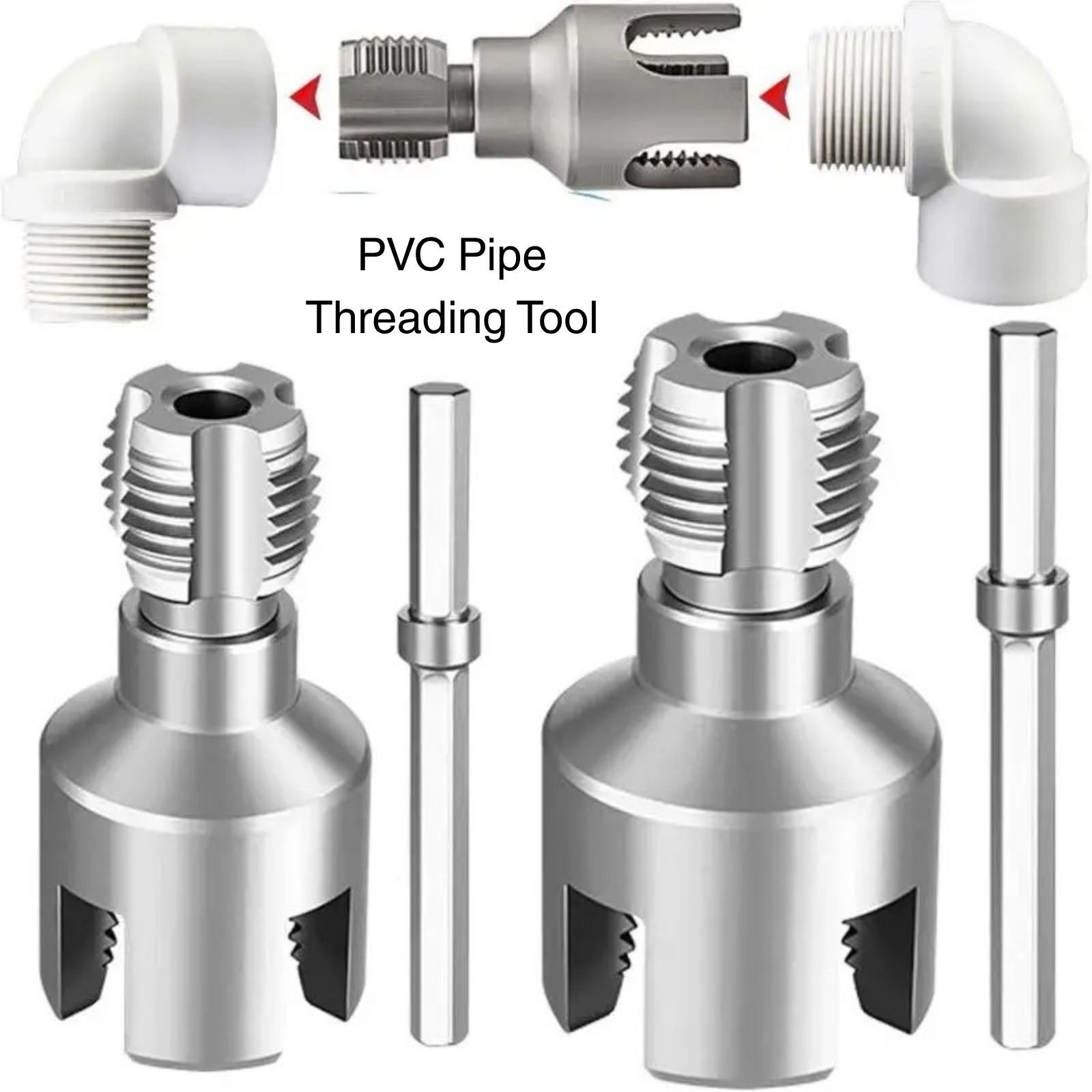 PVC Pipe Threading Tool 1/2" 3/4" Internal External Water Pipe Drill Attachment gallery