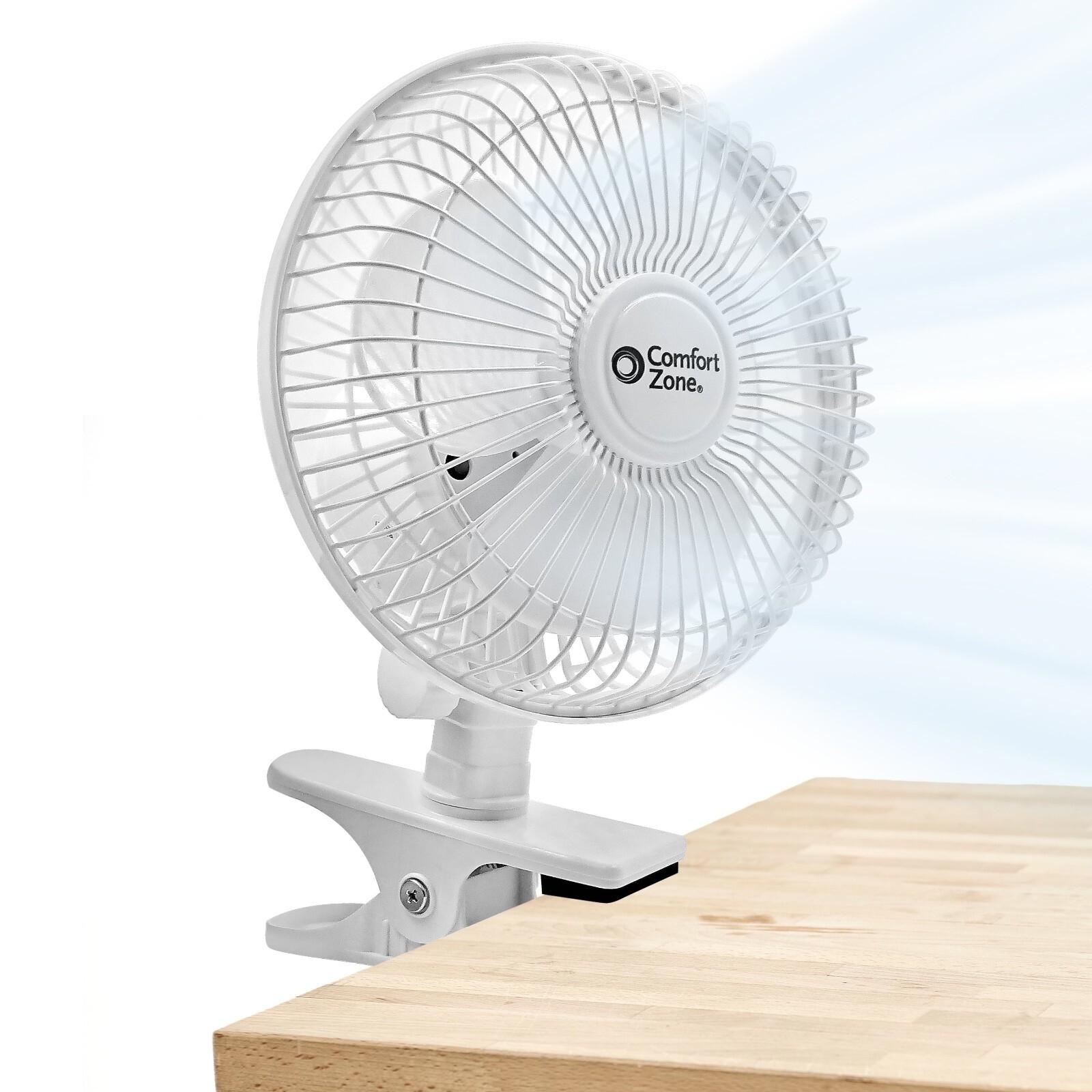 Comfort Zone 6" Portable Clip on Desk Fan with 2-Speeds & Fully Adjustable Tilt gallery