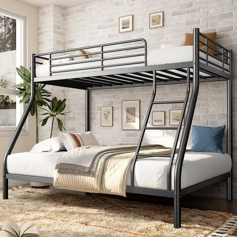 Heavy Duty Metal Bunk Bed Frame With Angled Ladder for Space Saving- Twin/Full gallery