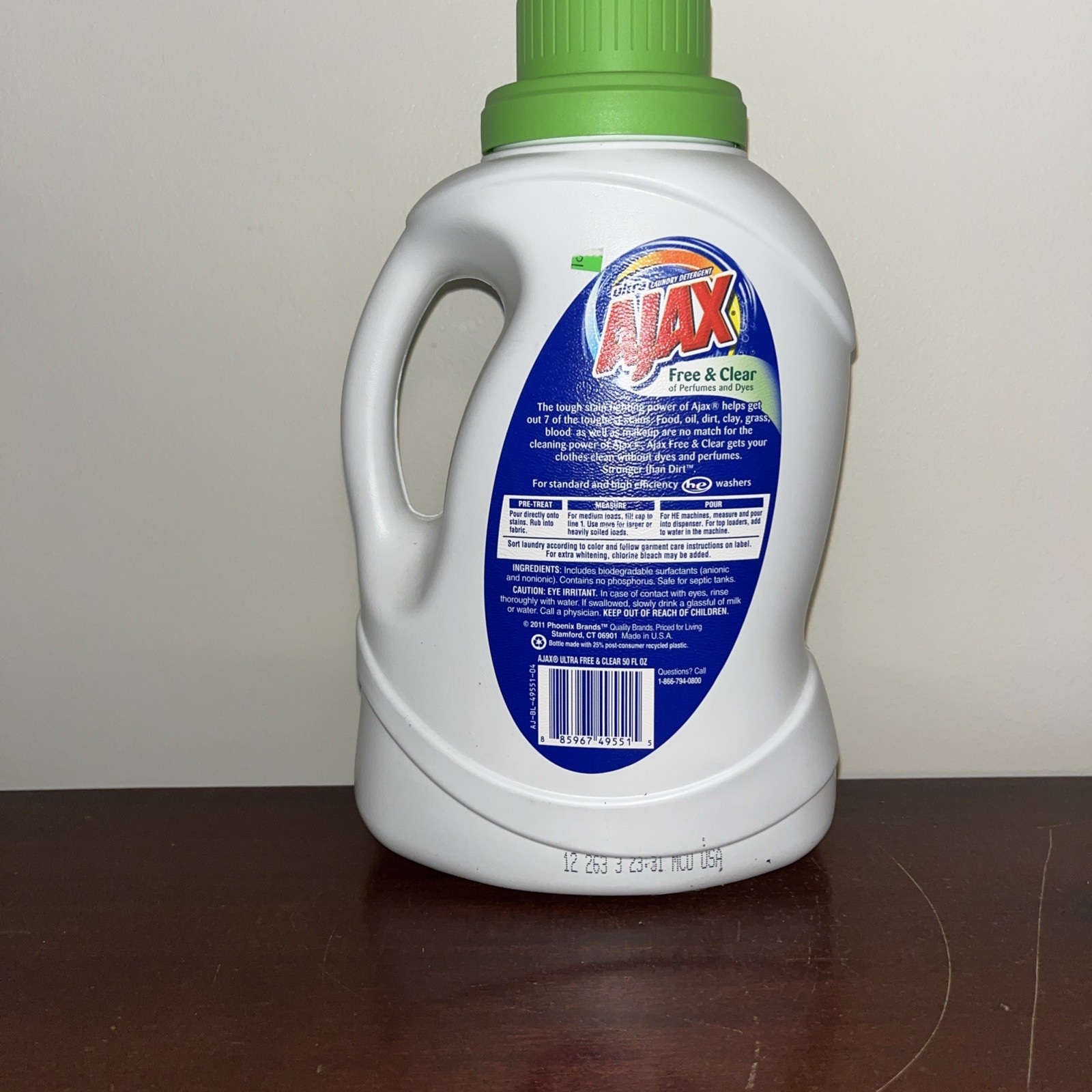 AJAX Free & Clear Liquid Laundry Detergent Unscented 50 oz 32 Loads HTF gallery