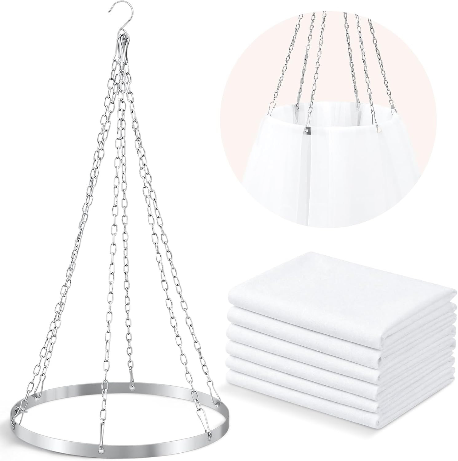 Elegant 5x20ft Ceiling Drapes Kit with White Chiffon for Weddings & Events gallery