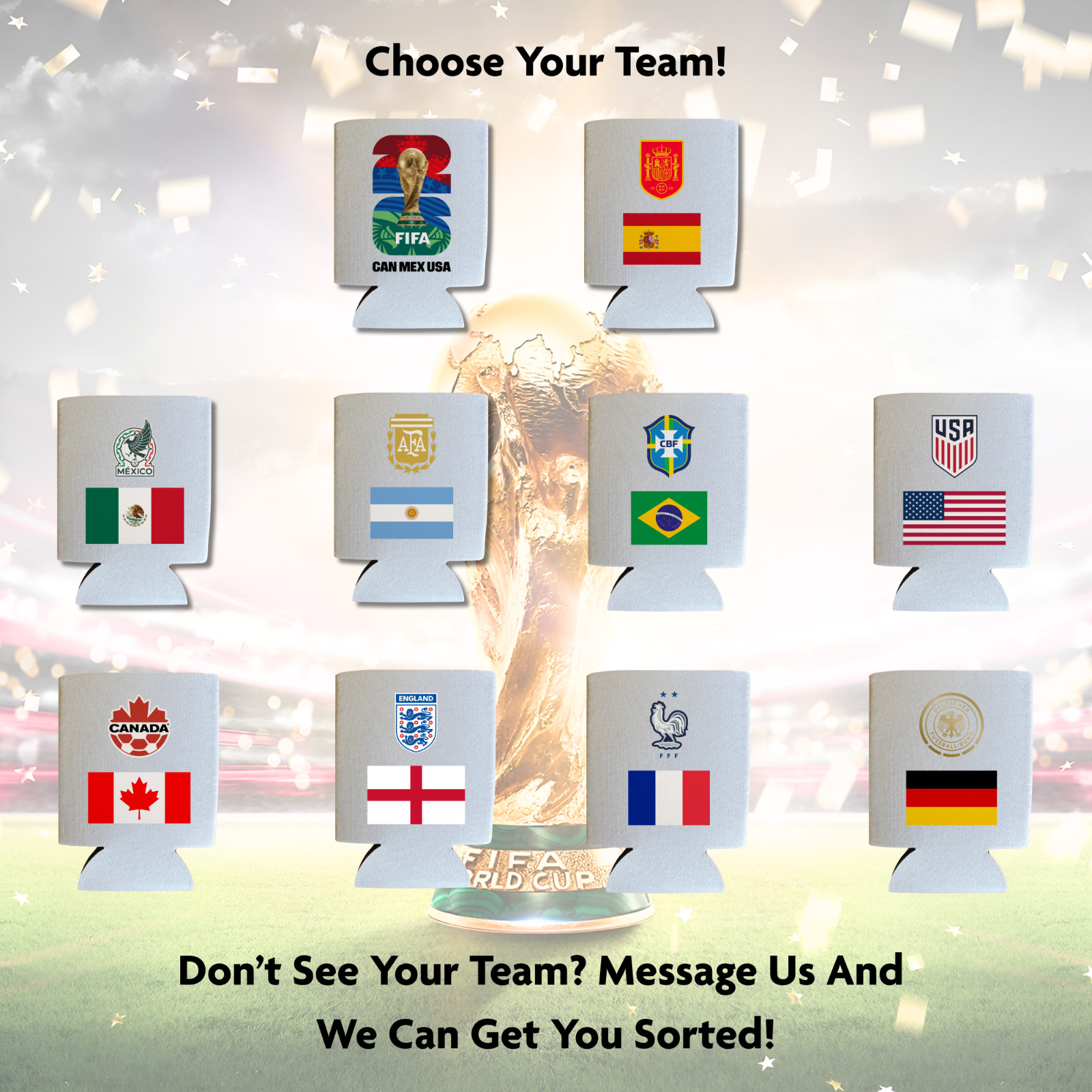 Custom World Cup 2026 Team Koozies gallery