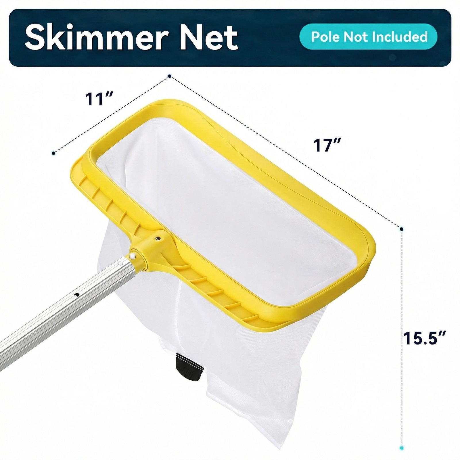Professional Pool Skimmer Net with Yellow Frame & 30-Mesh - Heavy Duty Deep Leaf gallery
