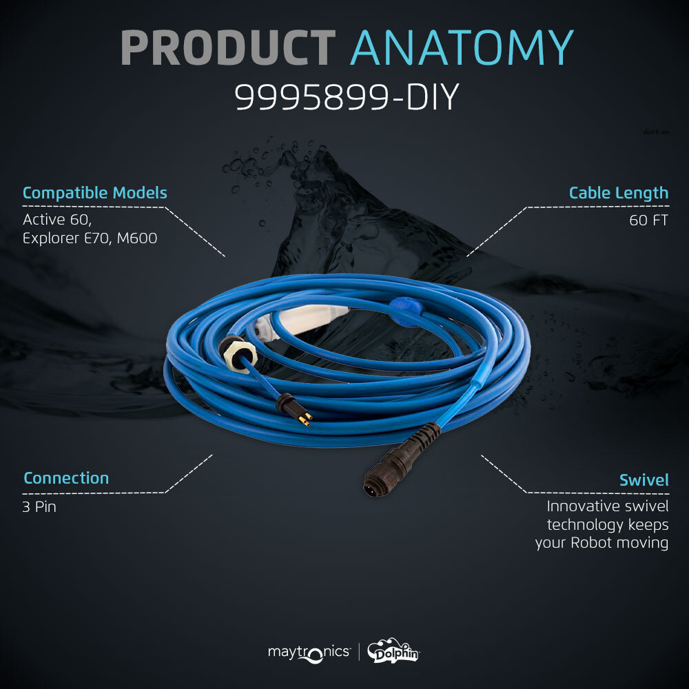 Dolphin Genuine Replacement Part Durable 60 FT Blue Cable with Swivel gallery