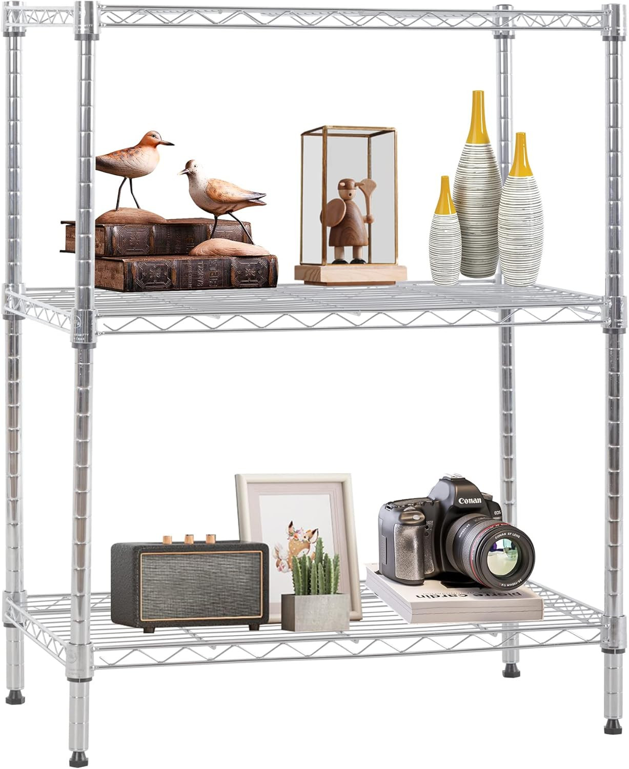 3 Tier Wire Shelving Units Metal Storage Rack 23L X 13W X 30H Adjustable Pantry gallery