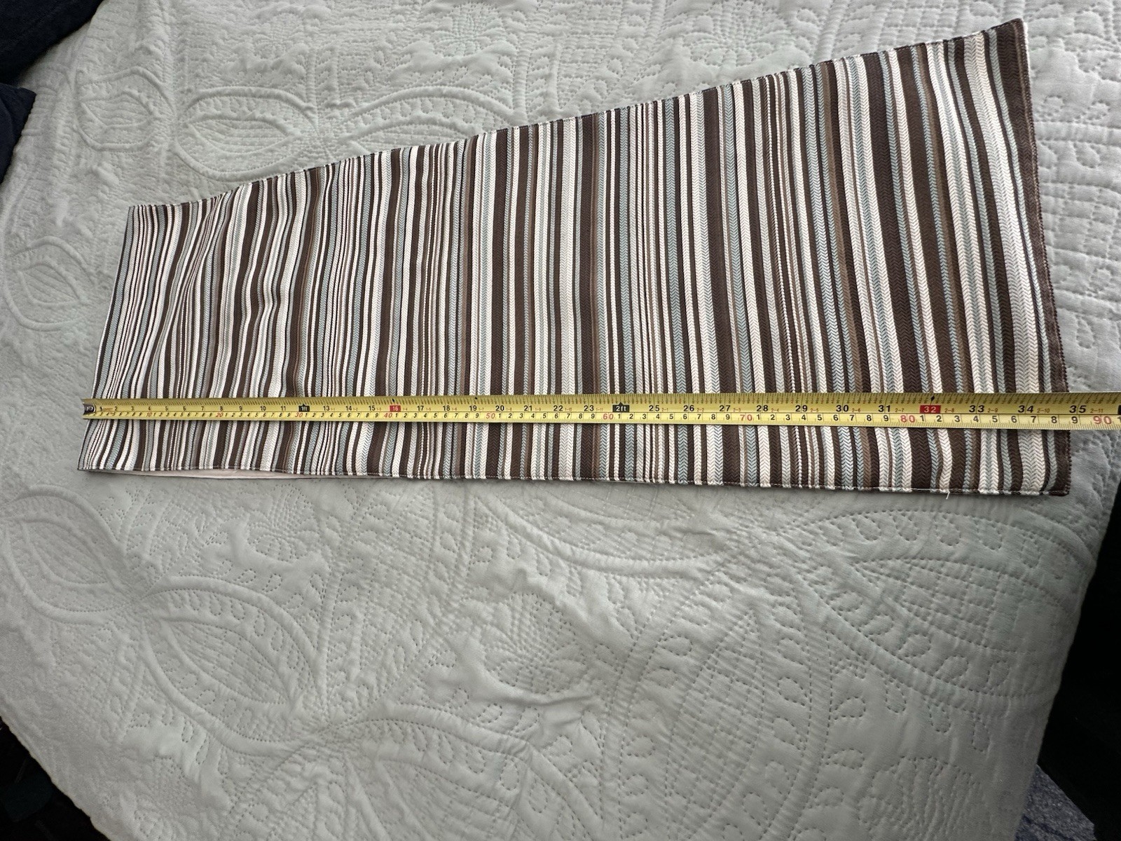 12” X 70” Table Runner Beige Blue And Brown Striped gallery