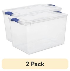 (2 Pack) Large Storage Bin, 66 Quart Clear Plastic Storage Container with Latch