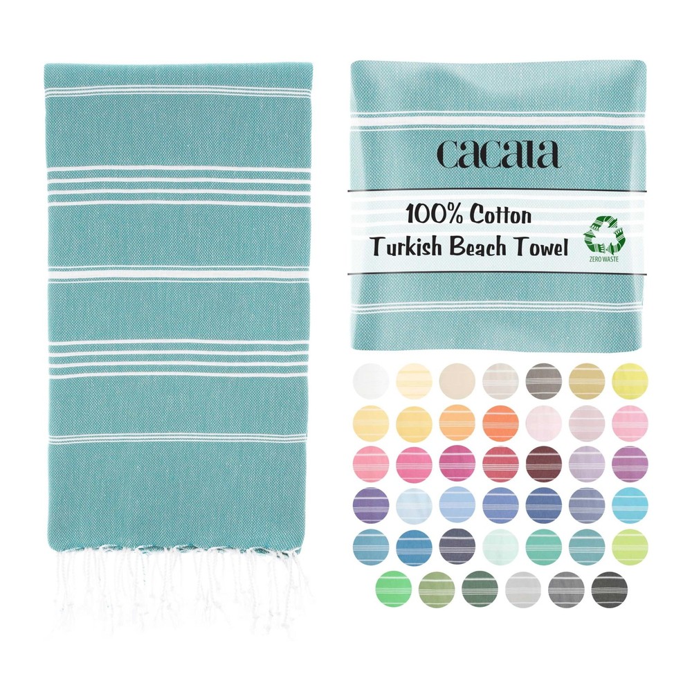 Cacala Lightweight and Thin Turkish Beach Towel 100% Cotton Sand-Free and Qui...