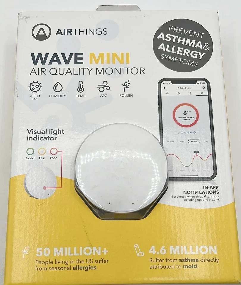 Airthings-292 Wave Mini - Indoor Air Quality Monitor- Chemicals ,Voc,mold gallery