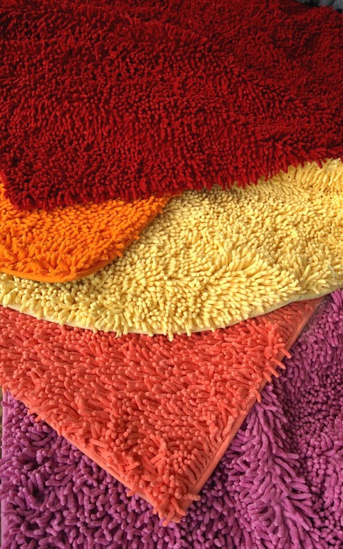 Cotton Shag Chenille Raspberry Red Rectangular Bath Bathroom Mat Rug Doormat gallery