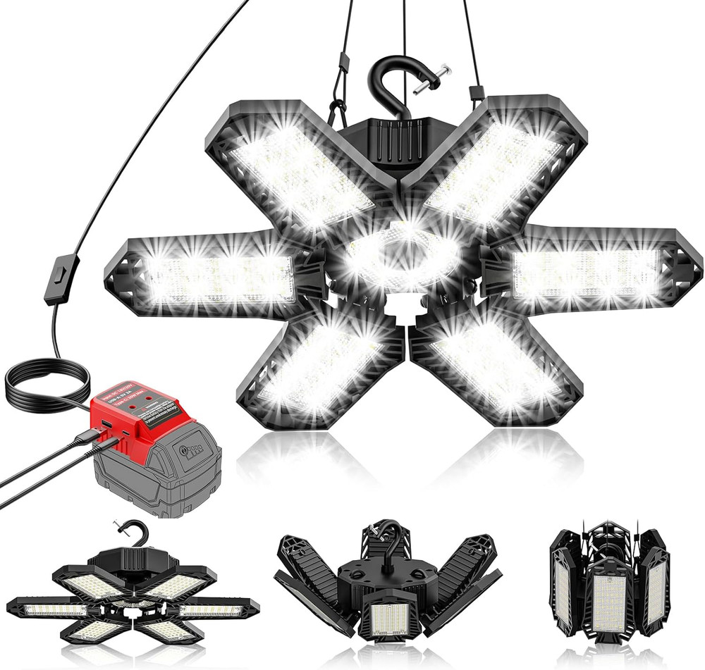 LED Work Light Compatible with Milwaukee M18 Battery - 68W 6800LM Ceiling Flood