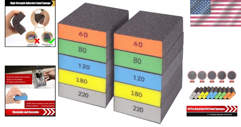 High-Density Sanding Sponge Assortment - 10 Pcs for Precise Control & Durability gallery