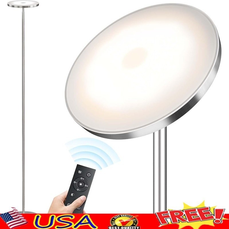 Super Bright Dimmable LED Floor Lamp W/ Remote Control Rotatable Head Heavy Base gallery