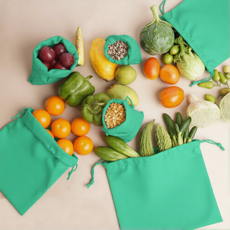 Green Cotton Single Drawstring Bags - Premium Quality - Reusable - Select Sizes gallery