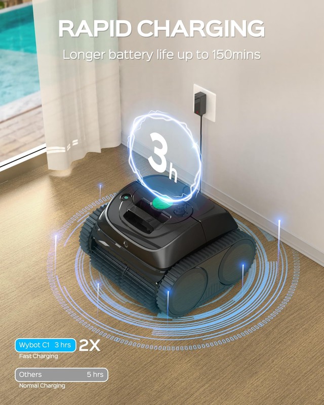 WYBOT C1 Wall Climb Pool Cleaner Robotic Cordless Pool Vacuum for Inground Pools gallery