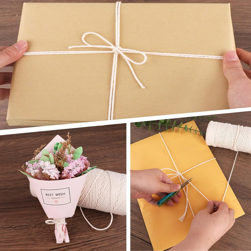 Soft White Cotton String​​ - 2Mm Craft-Grade String for Plant Hangers, Holiday C gallery