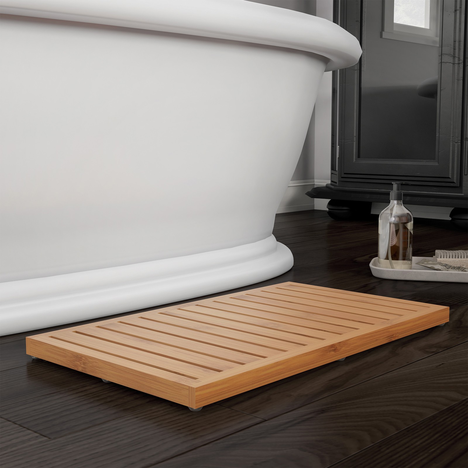 Bamboo Bath Mat Eco Friendly Natural Wooden Non Slip Slatted Design Bathroom gallery
