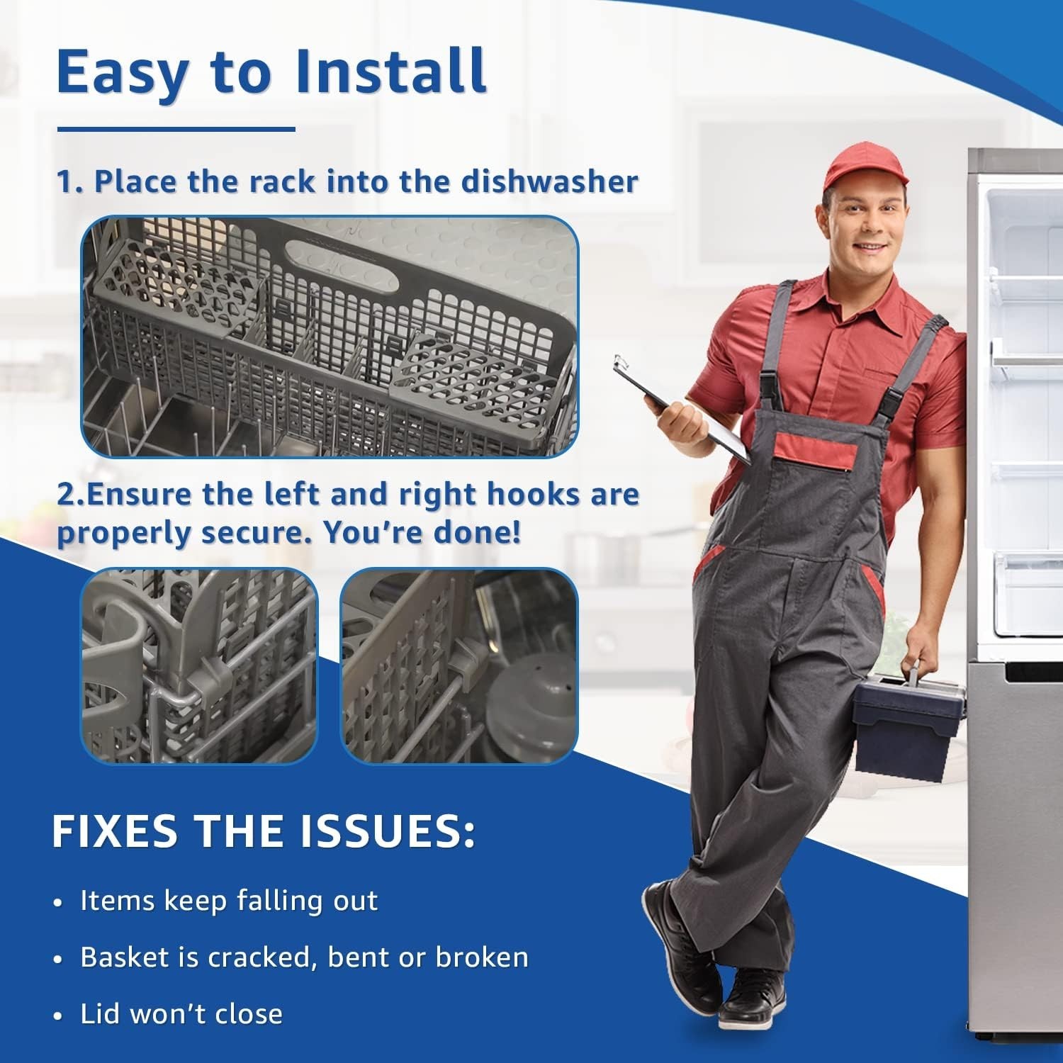 UPGRADED 8531233 Silverware Basket Compatible with Kenmore Dishwasher, WP8531233 gallery