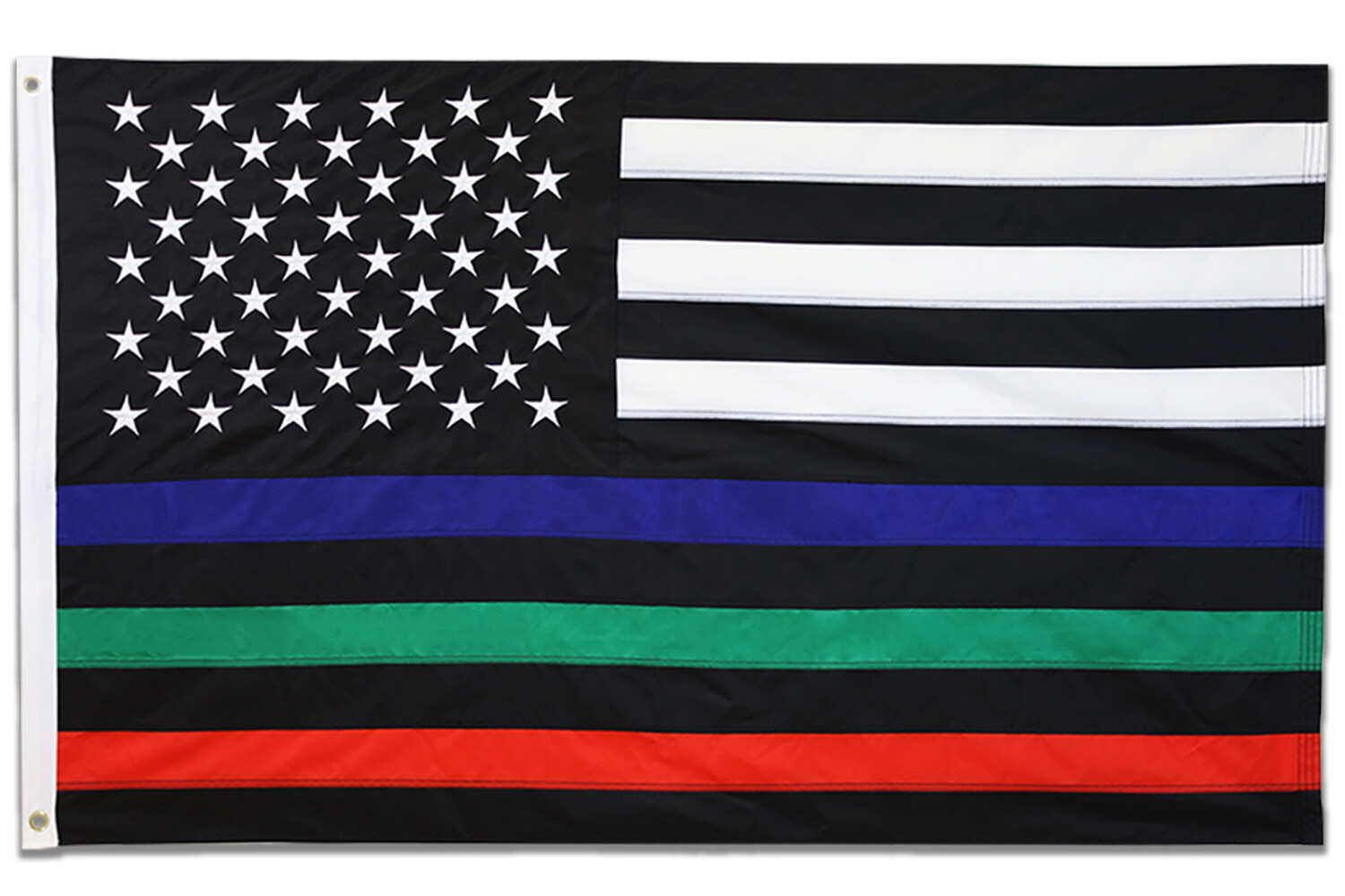 Embroidered Thin Blue Green Red Line Flag 3x5ft Thin Line House Flag 3' x 5' gallery