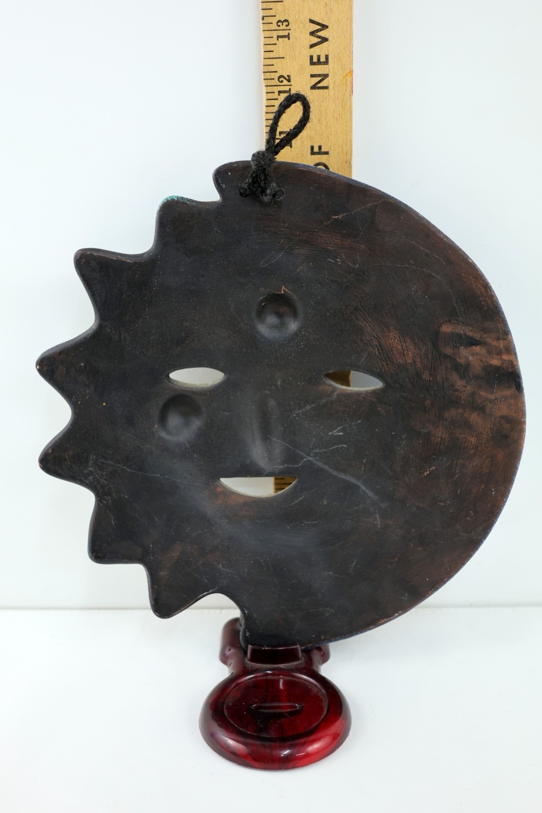 Vintage Terracotta 10" Celestial Sun And Moon Faces Wall Hanging Round gallery