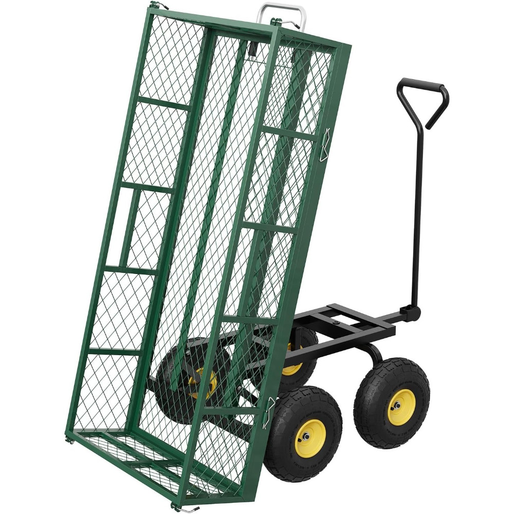 900 LBS Garden Dump Cart with Removable Sidewalls, Heavy Duty Steel Dump Wagon gallery